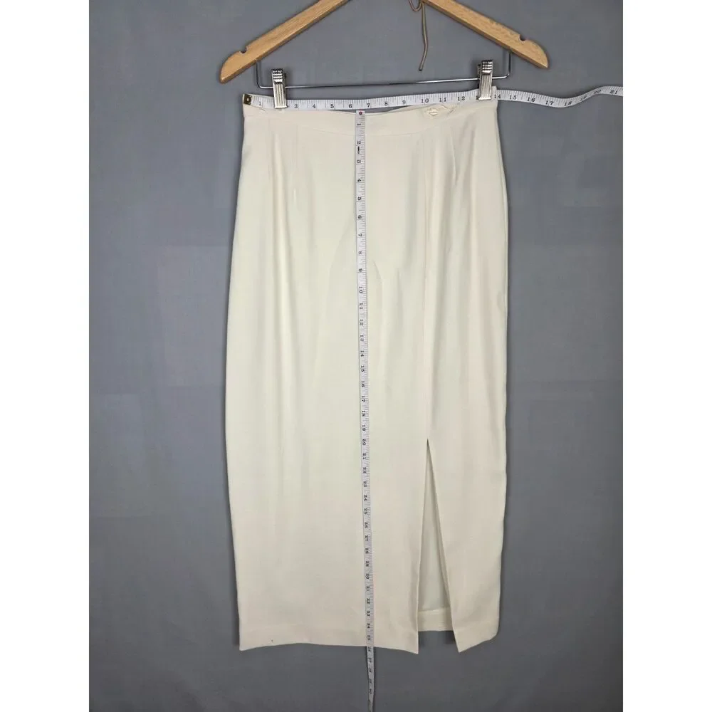 Vintage Kasper A.S.L. White Maxi Skirt Suit Size 8 Embrodiary Sequins Wedding